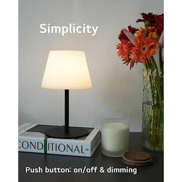 ILOVINIT Cordless Table Lamp Rechargeable, Outdoor Battery Operated Table Lamp Waterproof, Portable Touch Dimmable Night Light, Height Adjustable, for Home/Bedroom/Patio/Restaurant (Black)