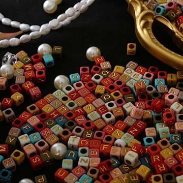 HERZWILD 1000pcs Colorful Alphabet Beads for Crafts