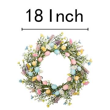 VGIA 18 Inch Easter Wreath – Charming Pastel Decor for Spring Entrance
