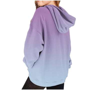 Trendy Gradient Hoodies for Girls 10-12 | EWASWON