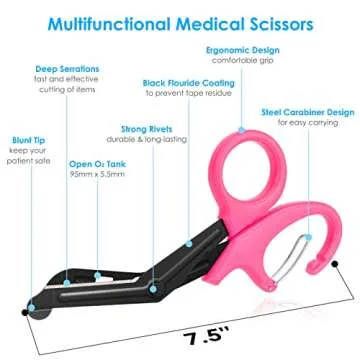 GRICARE 3-Pack Trauma Shears and Pen Light for Nurses, Medical Penlights with Pupil Gauge, Medical Bandage Scissors with Carabiner-7.5" Surgical Scissors