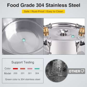 Seeutek Alcohol Still 5Gal 18L Stainless Steel Water Alcohol Distiller Kit Spirits Boiler Copper Tube Ethanol Still Build-In Thermometer for Home Brewing and DIY Whisky Wine Brandy Making