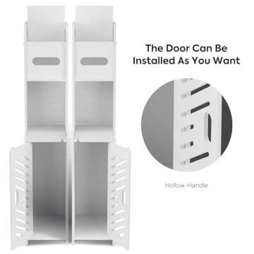 Doxo White Toilet Paper Holder Stand, Slim Bathroom Organizers and Storage Cabinet for Small Space (White)