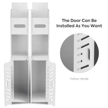 Doxo White Toilet Paper Holder Stand, Slim Bathroom Organizers and Storage Cabinet for Small Space (White)