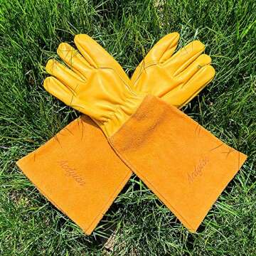 Acdyion Gardening Gloves for Women/Men Rose Pruning Thorn & Cut Proof Long Forearm Protection Gauntlet, Resistant Thick Cowhide Leather Work Garden Gloves