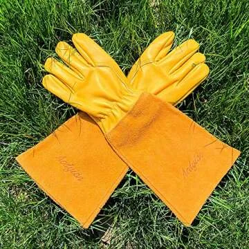 Acdyion Gardening Gloves for Women/Men Rose Pruning Thorn & Cut Proof Long Forearm Protection Gauntlet, Resistant Thick Cowhide Leather Work Garden Gloves