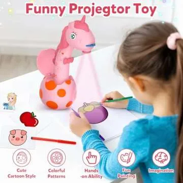 KETIEE Unicorn Drawing Projector Toys for Ages 5-7: Tracing and Drawing Projector for Kids with Cute Unicorn Look, Smart Art Sketcher Projector with 96 Stencils, Toddler Toys for Girls Boys 3+ (Pink)