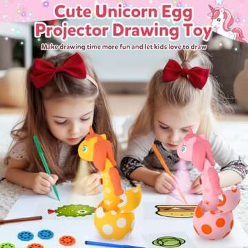 KETIEE Unicorn Drawing Projector Toys for Ages 5-7: Tracing and Drawing Projector for Kids with Cute Unicorn Look, Smart Art Sketcher Projector with 96 Stencils, Toddler Toys for Girls Boys 3+ (Pink)