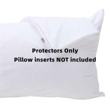 Kingnex Feather Proof Pillow Protectors King Size with Zipper Set of 2-100% Waterproof - Down Proof ...