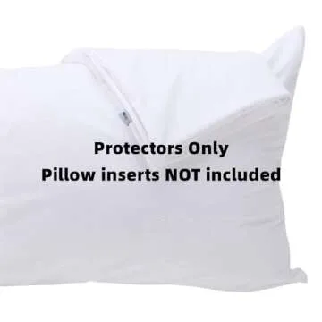Kingnex Feather Proof Pillow Protectors King Size with Zipper Set of 2-100% Waterproof - Down Proof ...