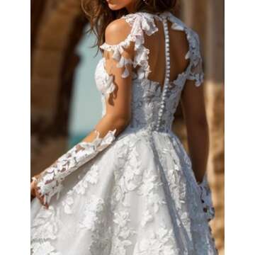 JKDRESS A-Line Sexy Little White Dress Illusion Neck Long Sleeves Plus Size Wedding Dresses Lace Women Party wear Bridal Gown Short/Mini Reception Dresses 2024