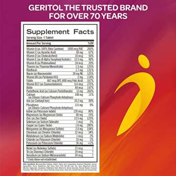 Geritol, Multivitamin Supplement, Contains B-Vitamins, Antioxidants, Vitamins C, E & D and Iron, 26 Essential Vitamins and Minerals, Gluten-Free, Non-GMO, No Artificial Sweeteners, 40 Tablets