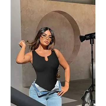 OQQ Women’s 3 Piece Sexy Bodysuit Set in Black, Rose, White