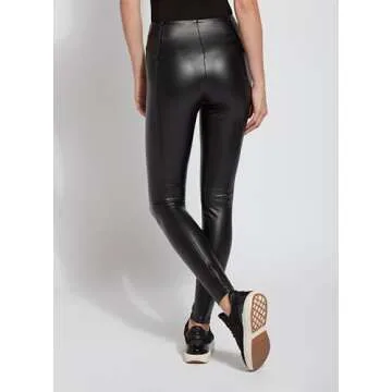 LYSSE Women's High-Waist Vegan Leather Leggings - Chic Comfort in Black, Size Large US