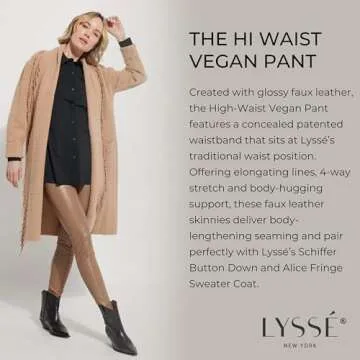 LYSSE Women's High-Waist Vegan Leather Leggings, Black, Large