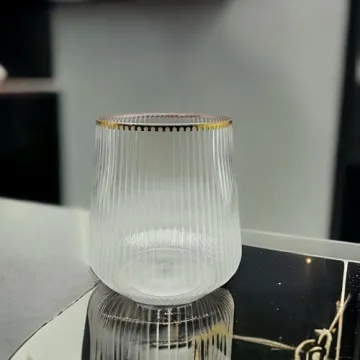 Elegant 36 Count Origami Plastic Wine Glasses with Gold Rims