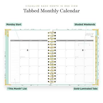 Day Designer 2022-2023 Academic Year Daily Monthly Planner, July - June, 9" x 9.75" Overall, White Marble Hardcover, Spiral Bound