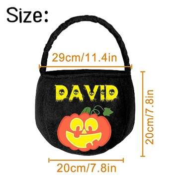 Personalized Halloween Basket with Name Custom Halloween Trick or Treat Bucket Bag Customized Candy Baskets Gift for Kids Boys Girls Purple