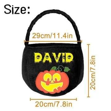 Personalized Halloween Basket with Name Custom Halloween Trick or Treat Bucket Bag Customized Candy Baskets Gift for Kids Boys Girls Purple