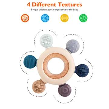 akolik Teething Toys for Babies, Baby Teethers Toy Teething Ring Silicon, Grasping Teething Toy, BPA Free Teething Nursing Accessories for 3+ Months Boy, Girl Toddlers