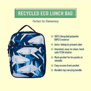 Wildkin Eco rPET Lunch Bag for School & Travel - Sharks