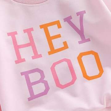 Twopumpkin Toddler Baby Girl Halloween Clothes Sweatshirt Pumpkin Patch Outfit Cute Fall Crewneck Long Sleeve Shirts (Hey Boo Print Pink, 3-4 Years)