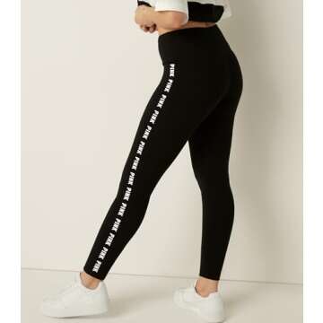 Victoria's Secret Pink Cotton High Waisted Leggings, Women's Leggings, Black (L)