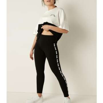 Victoria's Secret Pink Cotton High Waisted Leggings, Women's Leggings, Black (L)