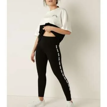 Victoria's Secret Pink Cotton High Waisted Leggings, Women's Leggings, Black (L)