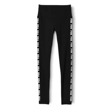 Victoria's Secret Pink Cotton High Waisted Leggings, Women's Leggings, Black (L)