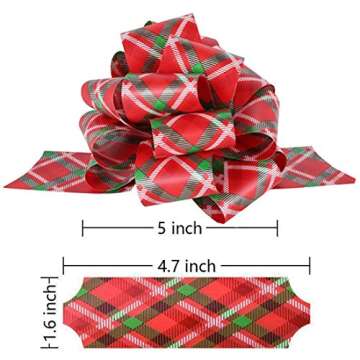PintreeLand 24PCS Christmas Bows for Gift Wrapping, 5” Easy Pull Bows