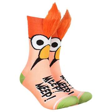 The Muppets Beaker Fuzzy Hair Crew Socks for Adults
