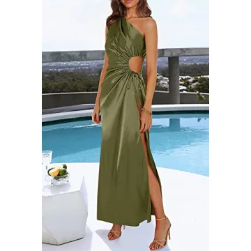Elegant PRETTYGARDEN Women's One Shoulder Satin Dress