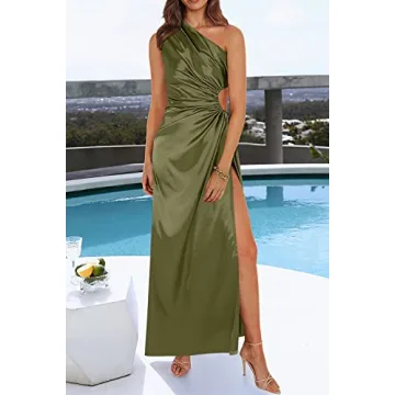 Elegant PRETTYGARDEN Women's One Shoulder Satin Dress
