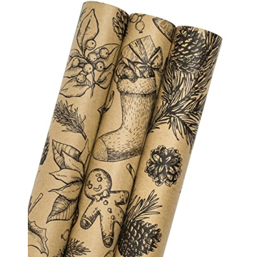 MAYPLUSS Kraft Christmas Wrapping Paper Rolls - Stylish and Durable Gift Wrap