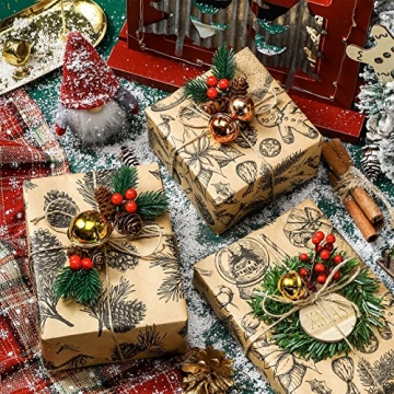 MAYPLUSS Kraft Christmas Wrapping Paper Rolls - Stylish and Durable Gift Wrap