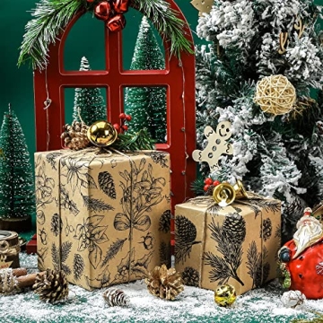 MAYPLUSS Kraft Christmas Wrapping Paper Rolls - Stylish and Durable Gift Wrap