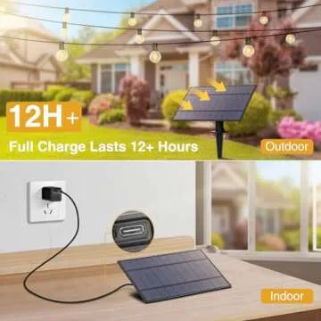 ZJOJO Solar Outdoor String Lights 35FT G40 Globe Patio Lights Outdoor String Lights Solar Powered with 15 Edison Glass Bulbs 2700K Shatterproof Hanging Lights for Porch Garden Backyard Pergola Bistro