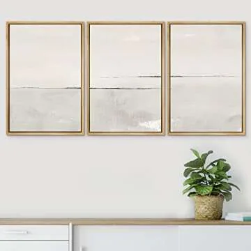 SIGNWIN Framed Canvas Print Wall Art Set Gray Duotone Pastel Watercolor Landscape Shapes Abstract Illustrations Modern Art Decorative Nordic Zen for Living Room, Bedroom, Office - 16"x24"x3 Natural