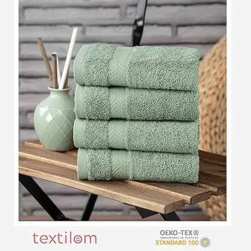 TEXTILOM 4 Piece Luxury Washcloth Towel Set - Soft, Absorbent, Eco-Friendly