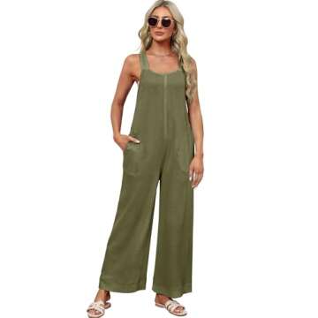 WIHOLL Jumpsuits for Women Waffle Knit Summer Outfits 2024 Fashion Casual One Piece Overalls Cute Wi...