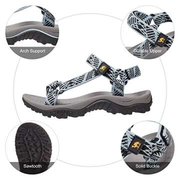 CAMEL CROWN Hiking Sport Sandals for Women Anti-skidding Water Sandals Comfortable Athletic Sandals for Outdoor Wading Beach blue/black 7