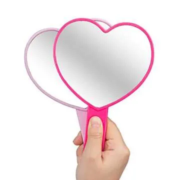 Heart-Shaped Portable Makeup Mirror - Stylish & Lightweight