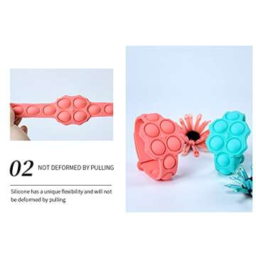 Push Pop Bracelets Fidget Toys, 2 Pcs Wearable Stress Relief Push Bubble Fidget Bracelets Sensory Fidget Hand Finger Press Silicone Toy for Kids, Girls and Adults Anxiety ADHD ADD Autism (Blue/red)