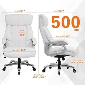Okeysen Big and Tall 500lbs Office Chair – White Executive Comfort
