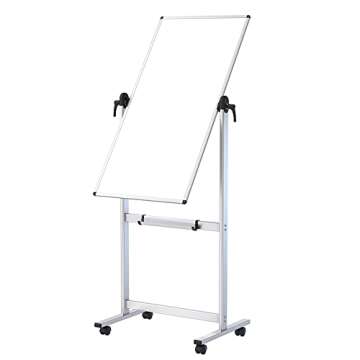 VIZ-PRO Double-sided Magnetic Mobile Whiteboard, 48 x 24 Inches, Portrait Orientation, Aluminium Fra...