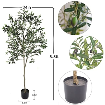 6ft Faux Olive Tree Artificial Silk Plant Home Office Decor