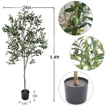 6ft Faux Olive Tree Artificial Silk Plant Home Office Decor