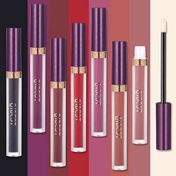 QiBest 8pcs Matte Lipstick Set - Velvety Colors for All Occasions