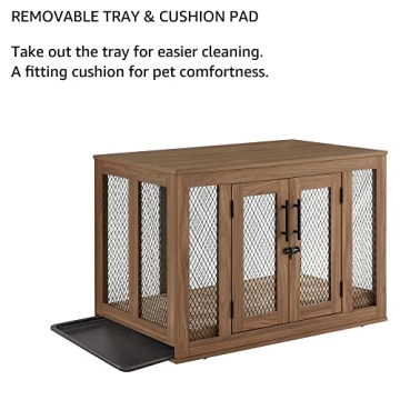 Unipaws Decorative Dog Crate for Medium Dogs with Tray